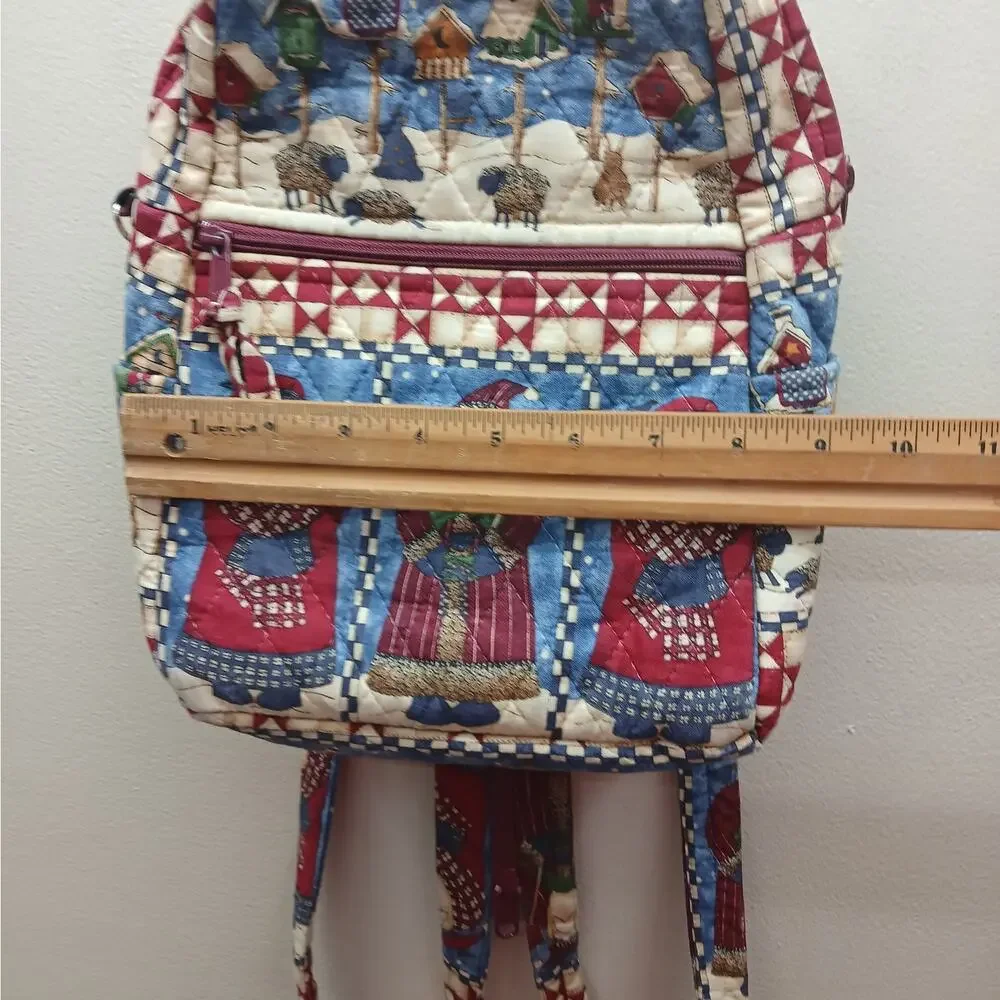 Vintage Whimsical Christmas Scene Small Backpack Bag Retro Festive Santa Y2K